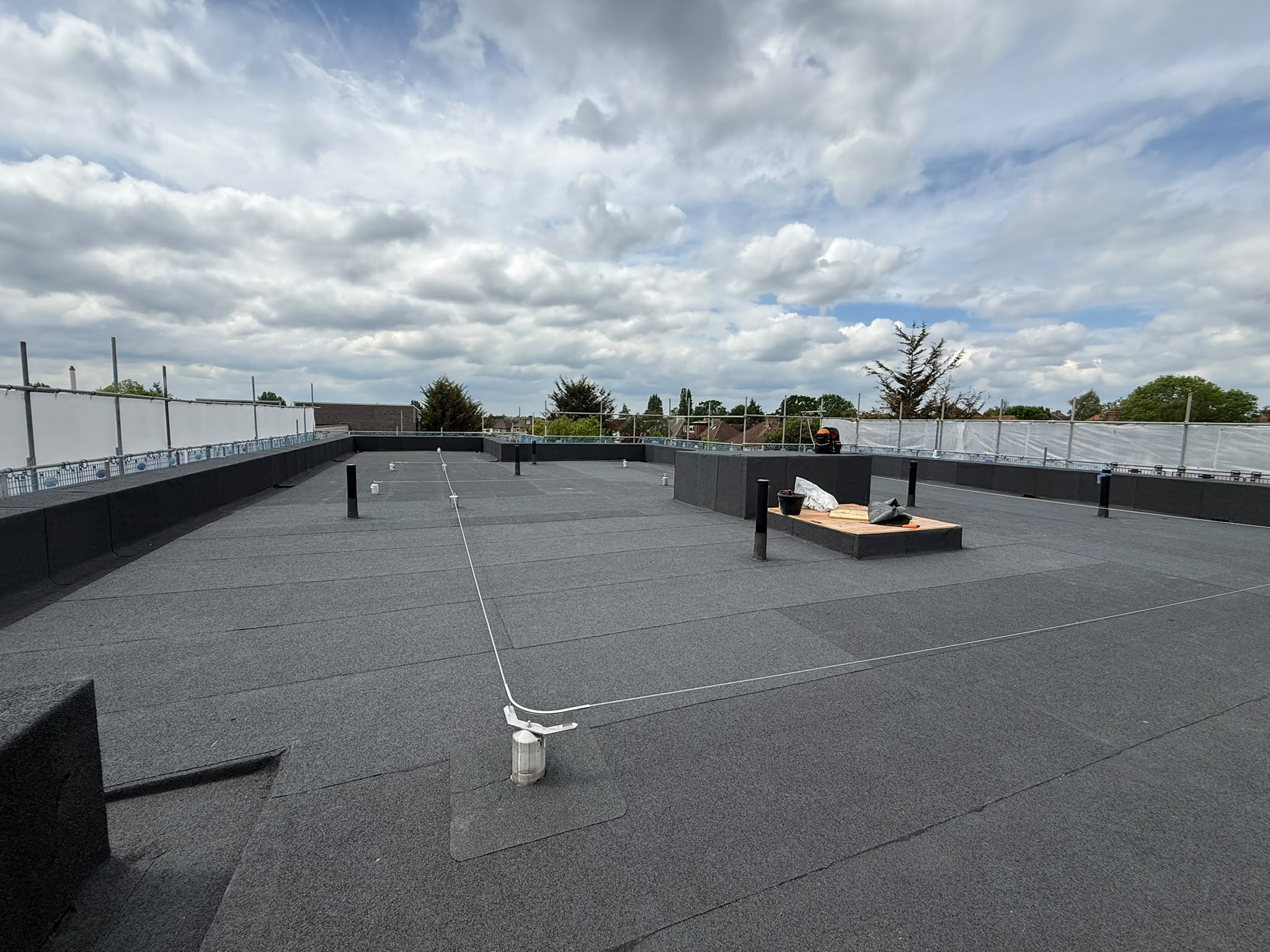 Wide view of a flat roof covering